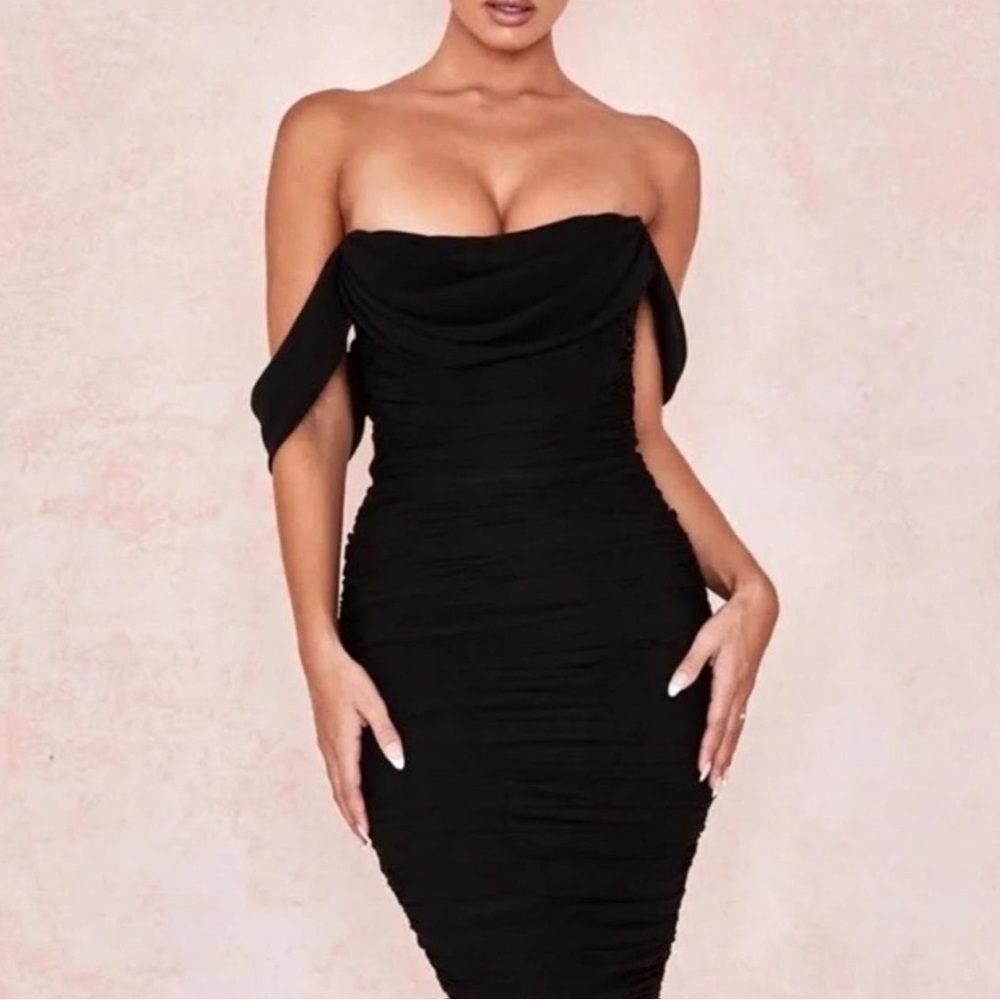 House of CB Carlotta Black Off Shoulder Dress